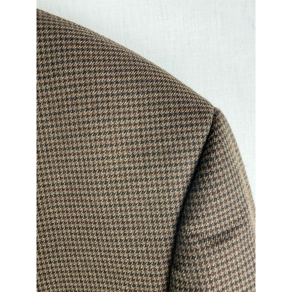Mens Chaps 44R Brown Houndstooth Two Button Blazer Sport Coat Jacket Micro - Picture 8 of 16